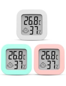 3 Packs Room Thermometer Small Digital Hygrometer Indoor LCD Temperature and Humidity Meter Monitor for Home