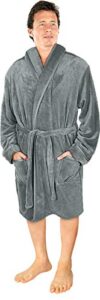 NY Threads Luxury Men’s Dressing Gown |Super Soft Fleece Bath Robe| Cozy Shawl Collar Loungewear and Nightwea