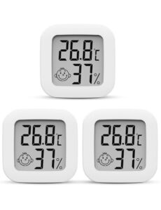 3 Packs Room Thermometer Small Digital Hygrometer Indoor LCD Temperature and Humidity Meter Monitor for Home