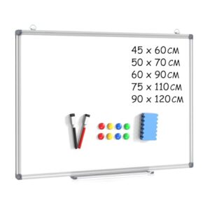 DOLLAR BOSS Magnetic Whiteboard 90 X 120 cm Dry Erase White Board for Walls with Pen Tray