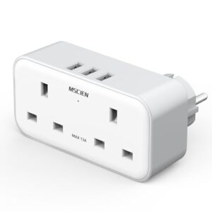 UK to European Plug Adapter with 3 USB