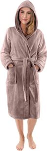 NY Threads Luxury Ladies Hooded Dressing Gown | Super Soft Fleece Women's Robe | Comfortable Loungewear and Nightwea