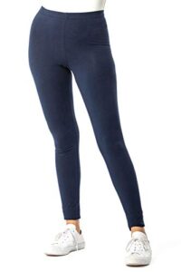 Roman Originals Stretch Leggings for Women UK Ladies Yoga Pants Gym Fitness Trousers Cotton High Waisted Pull On Elasticated Waist Smart Casual Tummy Control Thick Shapewea