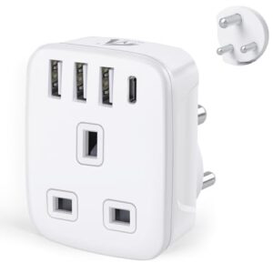 UK to India Plug Adapter with USB