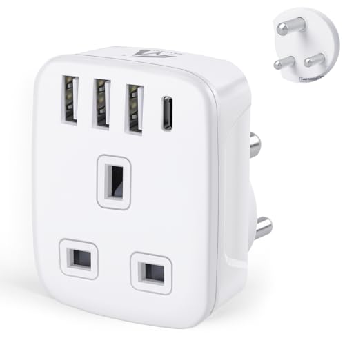 UK to India Plug Adapter with USB