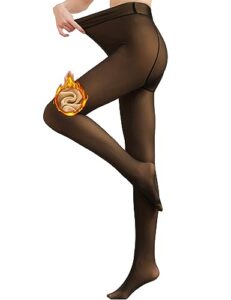 Xnova Women's Fleece Lined Tights Winter Thermal Leggings Warm Fake Translucent Thermal Tights for Women Ultra Thick Girls Cozy Tights Stretch Pantyhose