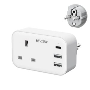 UK to European Plug Adapter with 3 USB