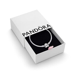 Pandora Moments Women's Sterling Silver Heart Clasp Snake Chain Bracelet for Charms