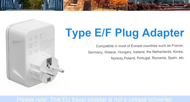 UK to European Schuko Travel Plug Adapter