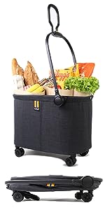 The nifty Milo, the low rider shopping cart, shown full of groceries