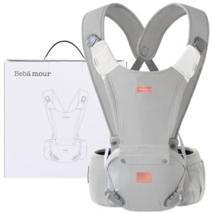 Bebamour Baby Carrier Newborn to Toddler X Series Baby Carrier Hipseat with 2PCS Teething Pads