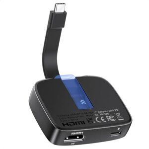 Cable Matters Portable 48Gbps USB C to HDMI 2.1 Adapter with 100W Host Charging