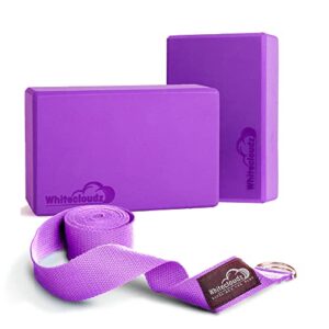 WHITECLOUDZ Yoga blocks set of 2 - EVA Foam blocks - High Density Yoga Blocks - Premium Design Yoga Bricks x2 Non-slip & Travel friendly - Improve strength
