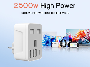 UK to European Schuko Travel Plug Adapter
