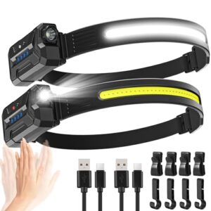 【2 Pack】Head Torch Rechargeable