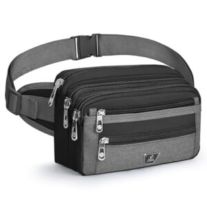 Xoolkly Bum Bag Waist Fanny Pack 7 Zip Pockets Bumbags for Men Women Waist Bag with Adjustable Belt for Sport Running Cycling Camping Hiking Travel