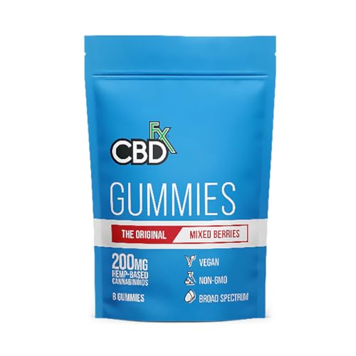 CBDfx 200mg CBD High Strength Mixed Berry Gummies 25mg CBD per Gummy (8 Gummies per Pouch) - CBD Vegan Gummies