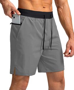 Comilaka Men's Running Shorts Sports Gym Activewear Workout Shorts Lightweight 7 Inch Quick Dry Shorts with Zipper Pockets