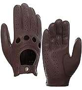 Harssidanzar Mens Leather Driving Gloves Lambskin Unlined GM026