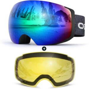 Odoland OTG Ski Goggles Set with Detachable Lens