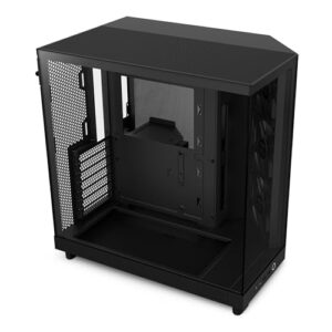 NZXT H6 Flow CC-H61FB-01 Compact Dual-Chamber Mid-Tower Airflow Case Panoramic Glass Panels High-Performance Airflow Panels Includes 3 x 120mm Fans Cable Management Black