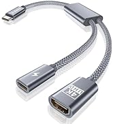 BASESAILOR USB C to HDMI Adapter with 100W PD Charger Port,2-in-1 Type-C to 4K HDMI Female Conver...