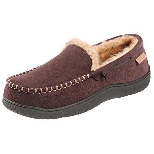 Zigzagger Men's Microsuede Moccasin Slippers Memory Foam House Shoes