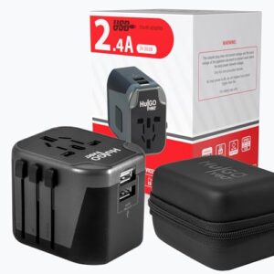 HulGO Volt Worldwide-Travel-Adapter - Universal Multi-Device Charging Plug Adaptor with Dual USB Ports | Essential Travel Accessory for 200+ Countries | Safe & Portable Design with LED Indicato