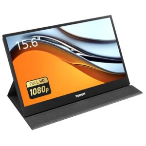 Yodoit Portable Monitor 15.6" 1920×1080 FHD Monitor Screen IPS Display with USB Type C Port and Built-in Speakers with Smart Cover Monitor Compatible with PC