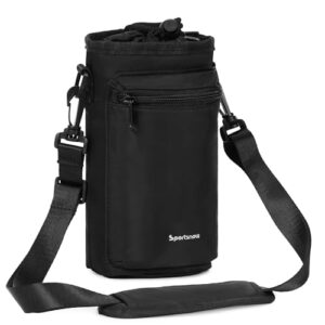 sportsnew Water Bottle Carrier with Shoulder Strap Water Bottle Bag 1L with Phone Pocket Insulated Water Bottle Holder Sling Pouch for Walking Hiking Camping