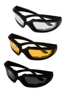 GUODSKHOO 3Pcs Sports Sunglasses Windproof Cycling Glasses Protection Light Night Vision Glasses Stylish Outdoor Glasses for Men Woman (Gray/Clear/Yellow)