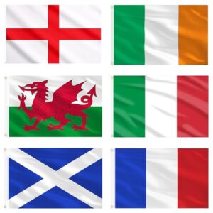 AhfuLife Six Countries Nations Flags 5ft x 3ft for Rugby Tournament