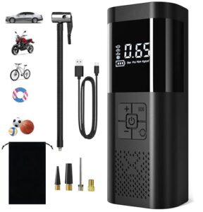 bestyks Portable Tyre Inflator for Car Tyre Inflator 150 Psi Cordless Tyre Inflator 12V 6000mAh Dc Adapter - Electric Wheel Pump Fast Inflation & LED Light for Car Motorcycle Bike Ball