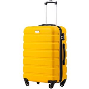COOLIFE Suitcase Trolley Carry On Hand Cabin Luggage Hard Shell Travel Bag Lightweight with TSA Lock and 2 Year Warranty Durable 4 Spinner Wheels (Lemon Yellow