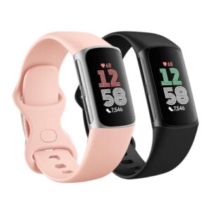 Msksjer 2 Pack Strap Compatible with Fitbit Charge 6/Fitbit Charge 5 Straps for Women Men