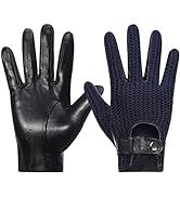 Harssidanzar Mens Leather Driving Gloves Deerskin Unlined