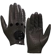 Harssidanzar Mens Leather Driving Gloves Lambskin Unlined GM026