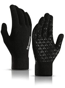 TRENDOUX Winter Gloves for Men and Women - Upgraded Touch Screen Anti-Slip Silicone Gel - Elastic Cuff - Thermal Soft Wool Lining - Knit Stretchy Material