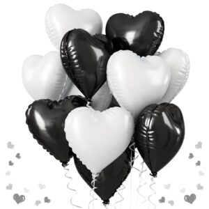 Black White Heart Balloons