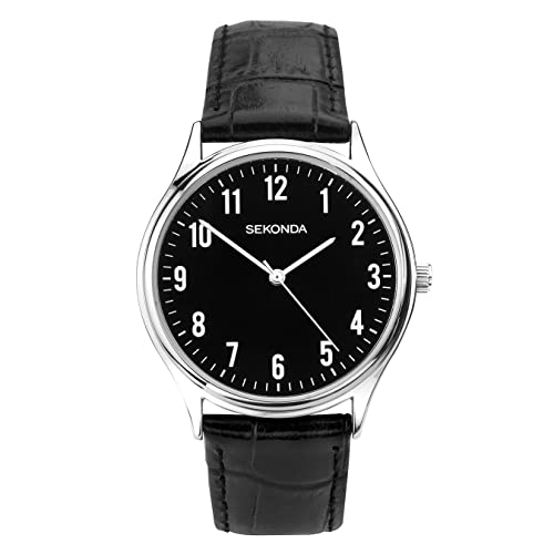 Sekonda Men's Quartz Watch with White Dial Analogue Display and Leather Strap