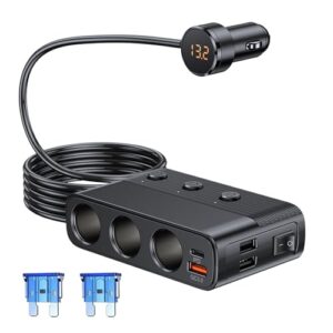 127W Cigarette Lighter Socket Splitter Adapter 3-Socket/USB QC 3.0 /PD/Dual USB