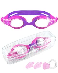 Kemraes Kids Swimming Goggles 6-14 Years Waterproof HD Anti Fog No Leaking Kids Swimming Goggles Wide Vision Soft Silicone Quick Kids Goggles Adjust Split Yoke Comfort Strap Swimming