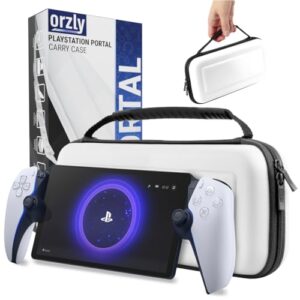 Carry Case designed for Playstation Portal remote player for PS5 Console hold accessories and offers Travel and Storage Protection for headset charger headset & more - WHITE/BLACK - Gift box editio