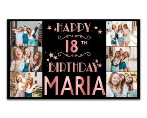 Personalised Happy Birthday Photos Banner Custom Photo Name Silver Gold Rose Gold Age Poster Kids Party Banner Gift Decoration-18th 20th 30th 40th 50th 60th 70th