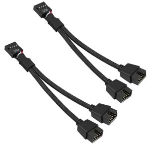 GELRHONR 2PCS USB 2.0 9Pin Female to Dual 9-Pin Male Extension Cable