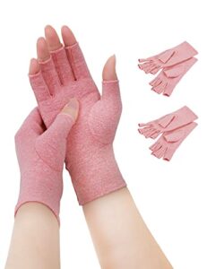 AovYoo 2 Pairs Fingerless Arhritis Compression Gloves Raynauds Gloves Rheumatoid Osteoarthritis Wrist Supports -Hand Pain Relief (M