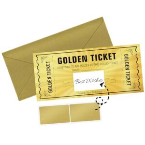 WenmthG Golden Ticket - Scratch Card Reveal Holiday - Surprise Gift Reveal - Card as Birthday Card Wedding Card Concert Ticket Gift Food Cinema Voucher Raffle Gift - Gift Card for Dad Mom Women Me