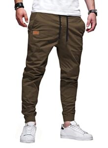 Jolicloth Men's Trousers Cargo Jogger Work Cotton Casual Sweatpants Outdoor Elasticated Waist Drawstring Pants with Pockets