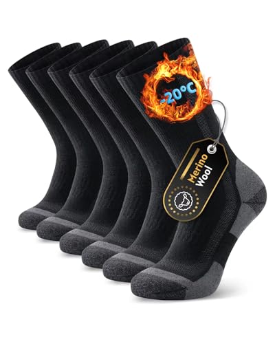 PULIOU Merino Wool Socks for Men and Women Hiking Warm Thick Cozy Boot Thermal Socks Winter Work Soft Socks Sports Socks Running Socks Sneaker Socks[3 Pairs]