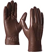 Harssidanzar Mens Italian Sheepskin Leather Gloves Cashmere Lined